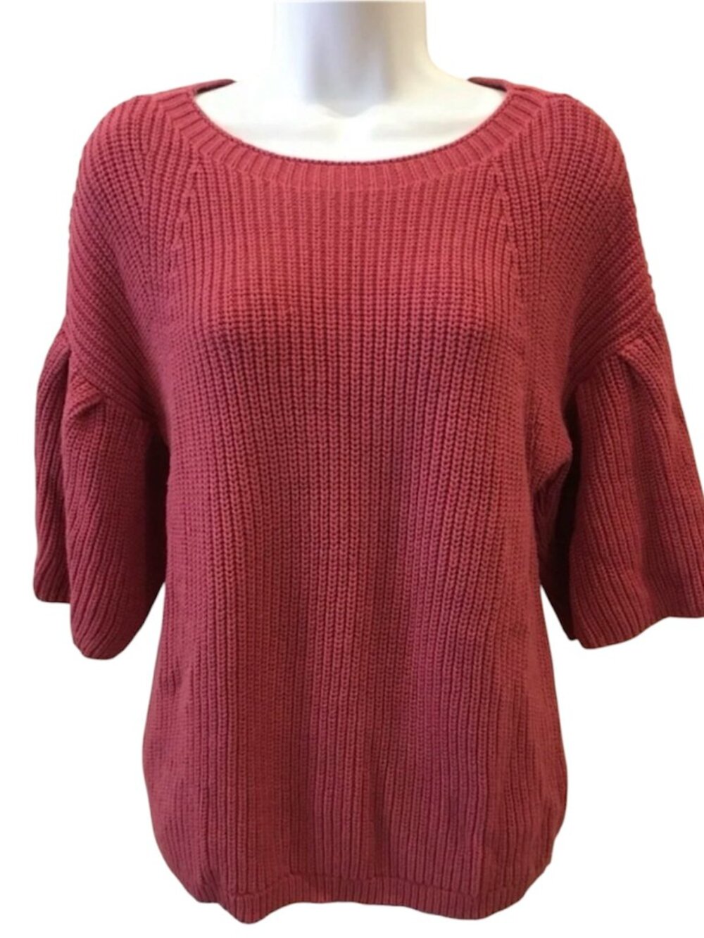 Loft Pink Rose Sweater 3/4 Sleeve Size Small